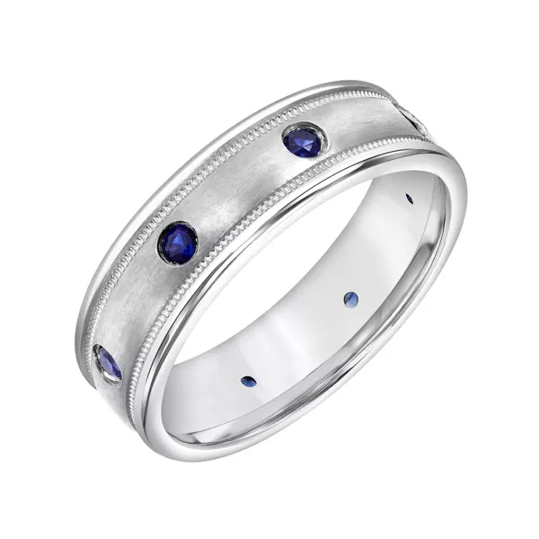 Sapphire Eternity Brushed Milgrain Band (6.5mm)