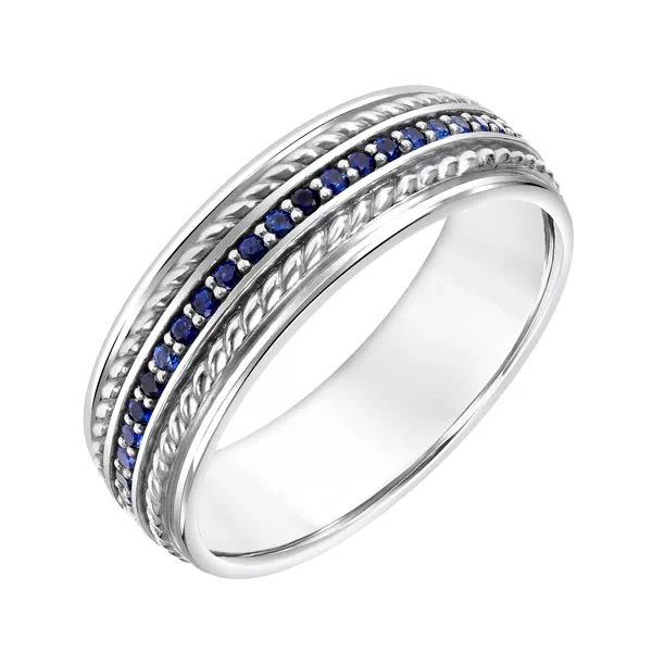 Sapphire Eternity Band With Rope Design (7mm)