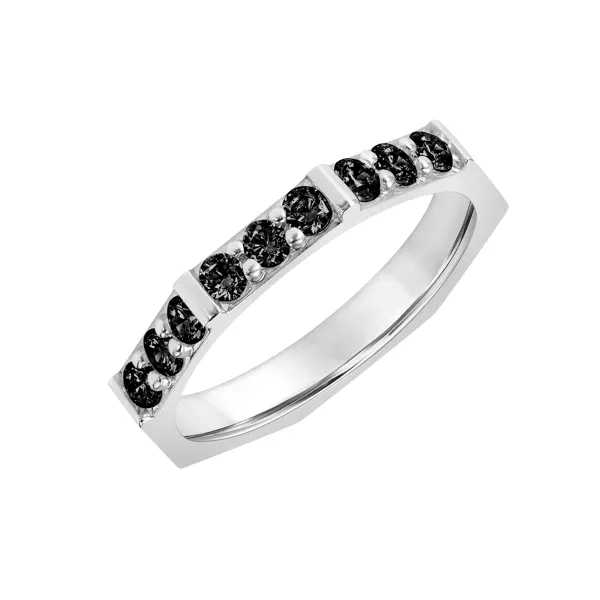Geometric Nine Black Diamond Wedding Band