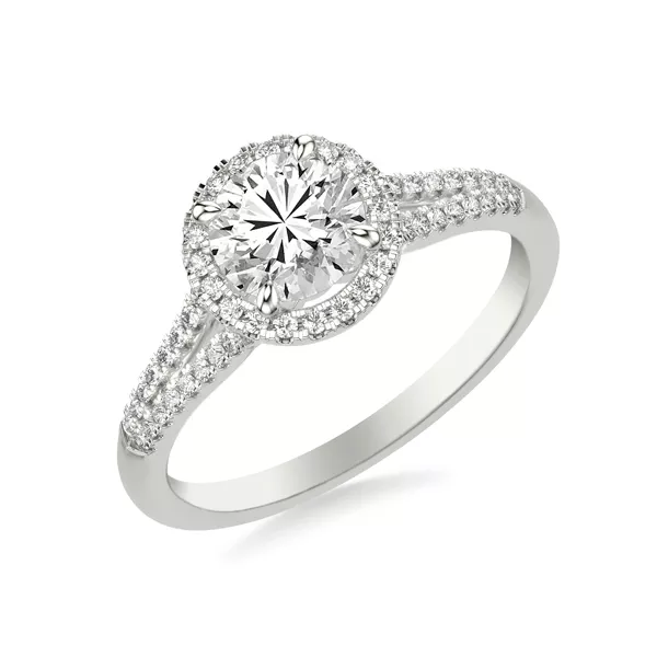 Sky Halo with Split Pavé Band Engagement Ring