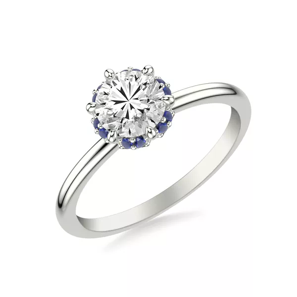 Theodora Sapphire Halo Engagement Ring