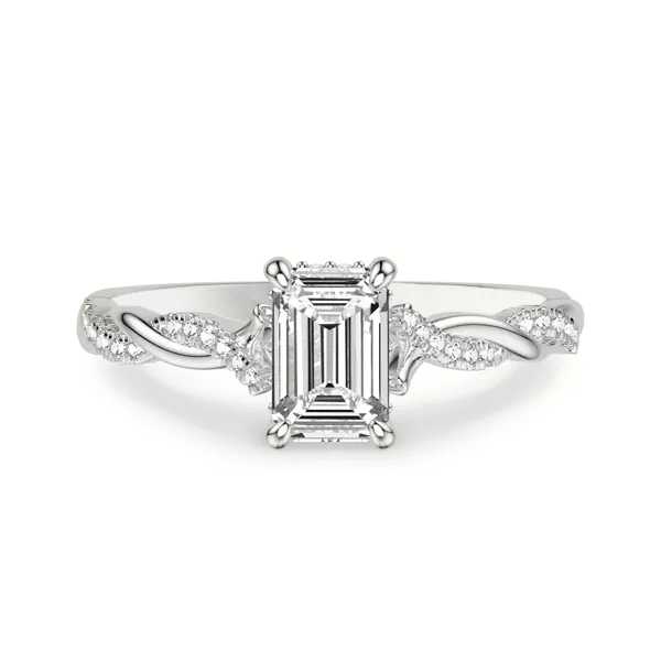 Kayleigh Lab Diamond Twist Engagement Ring With 1.01 Carat Emerald Diamond