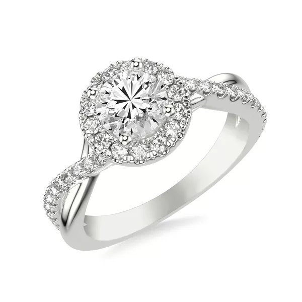 Lexie Contemporary Twist Halo Engagement Ring
