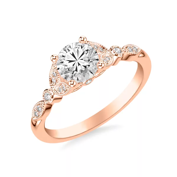 Kelly Milgrain Leaf Diamond Engagement Ring