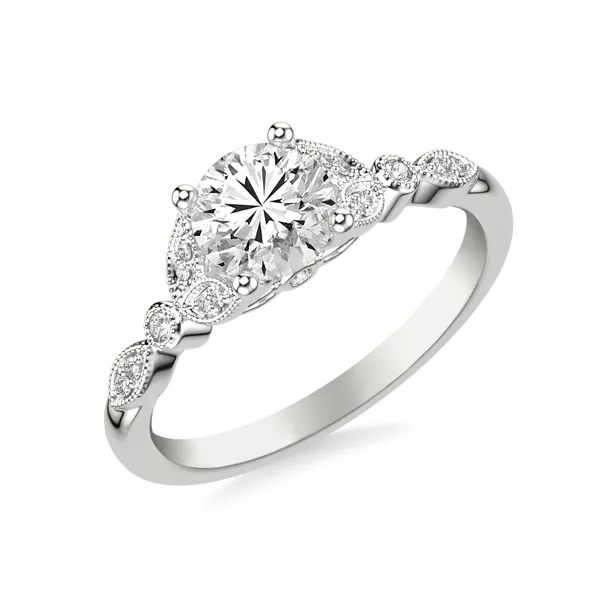 Kelly Milgrain Leaf Diamond Engagement Ring