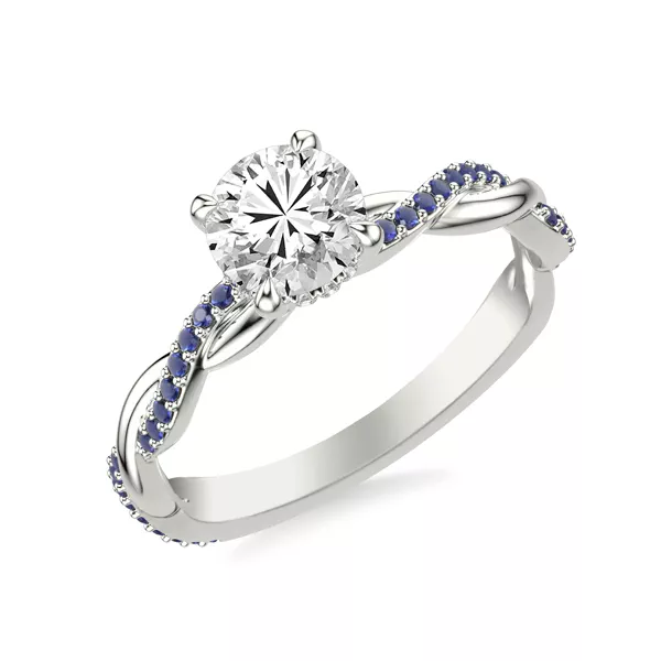 Whitely Twist Sapphire Hidden Halo Engagement Ring