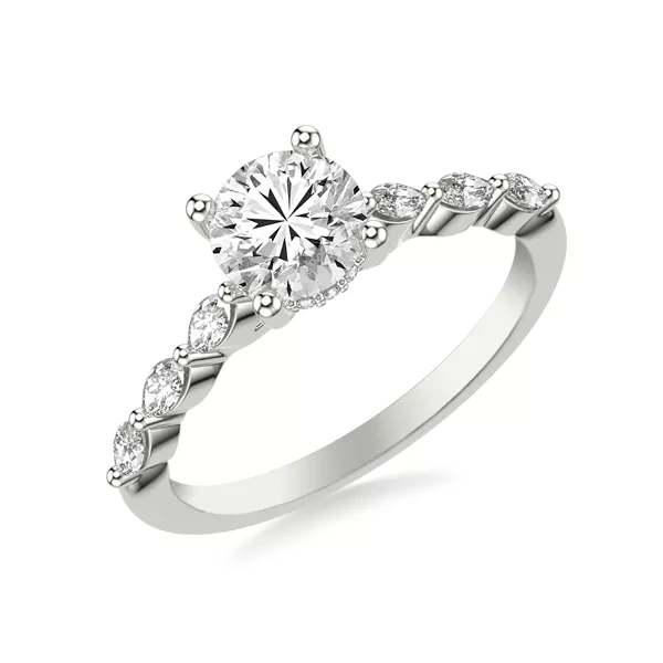 Betty Marquise Lab Diamond Engagement Ring With 1 Carat Round Diamond