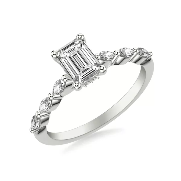 Betty Marquise Lab Diamond Engagement Ring With 1 Carat Emerald Diamond