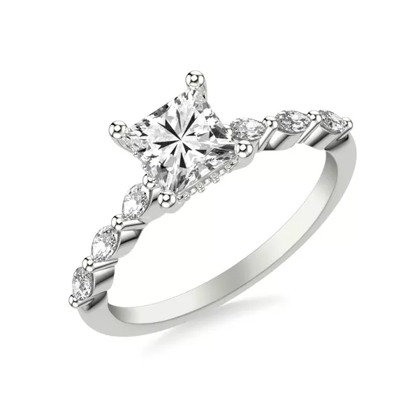 Betty Marquise Diamond Engagement Ring With 1.8 Carat Princess Diamond