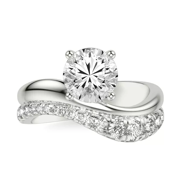 Curvelle Pavé Contrast Lab Engagement Ring