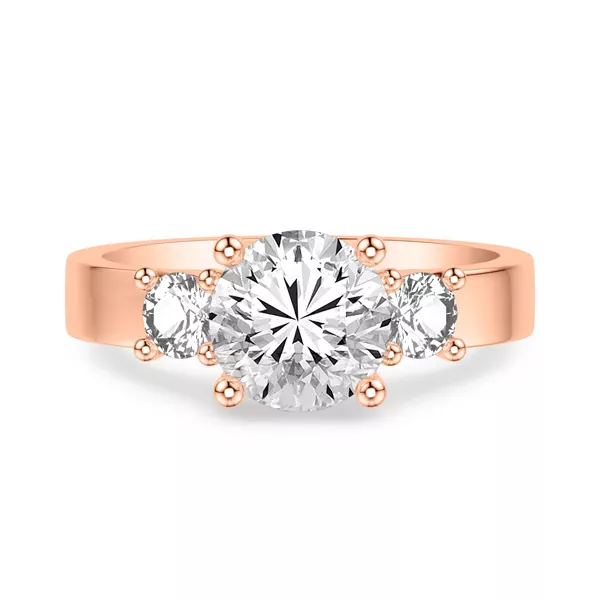 Cortina Round Three-Stone Lab Engagement Ring
