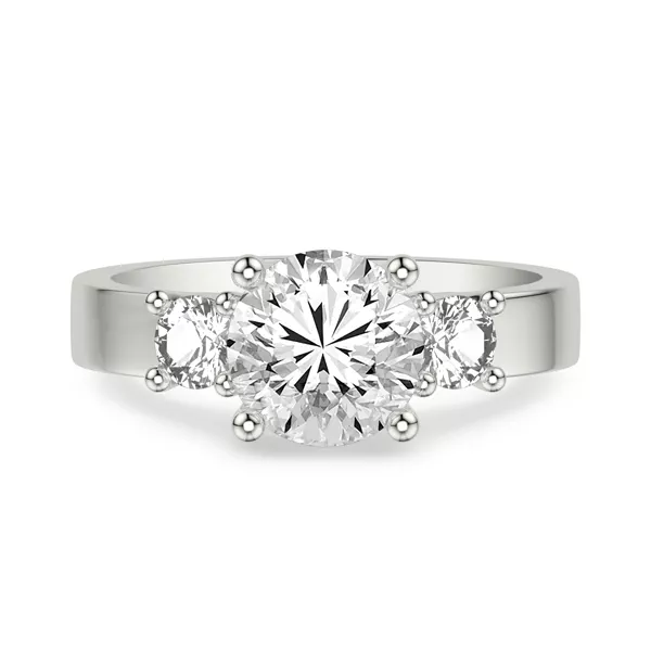 Cortina Round Three-Stone Lab Engagement Ring