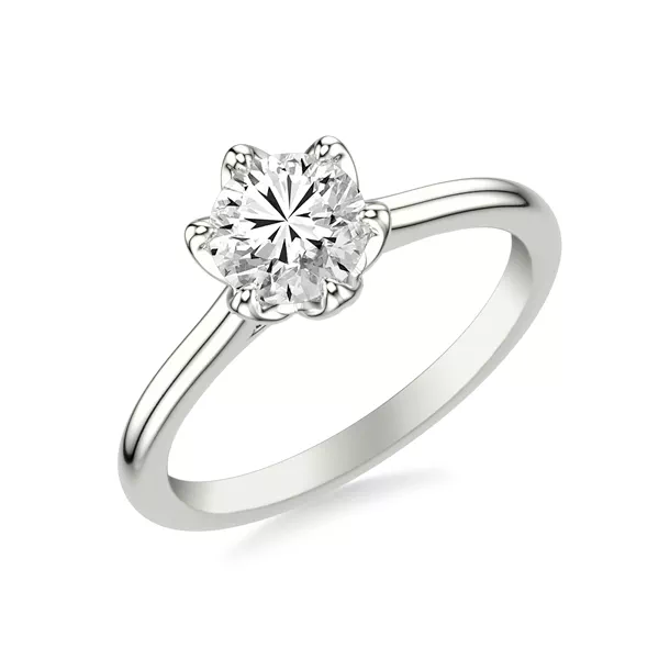 Cherry Petal Cathedral Solitaire Engagement Ring
