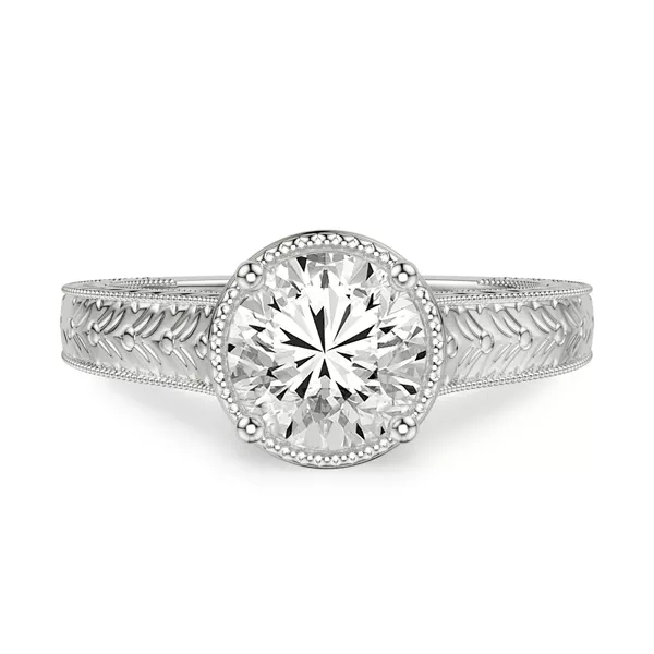 Bellavere Vintage Beaded Halo Engagement Ring