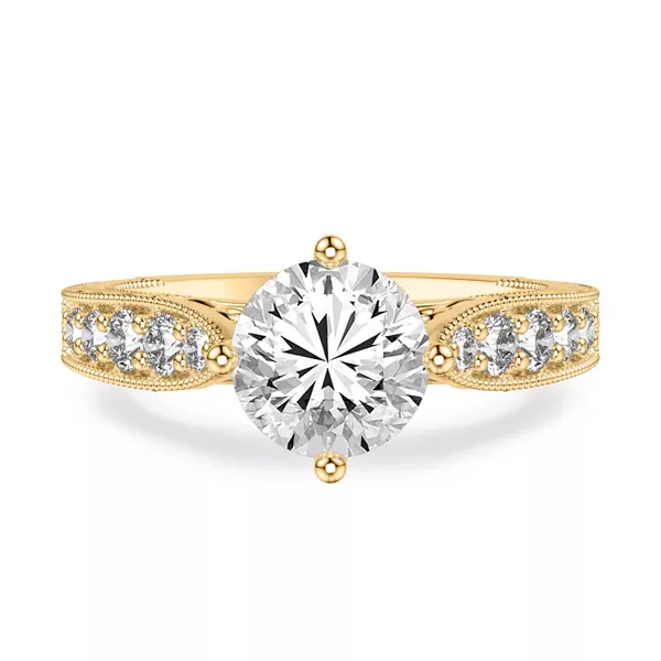 Kensie Grand Engraved Pavé Lab Engagement Ring