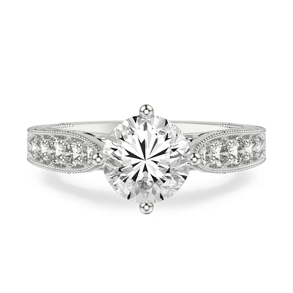 Kensie Grand Engraved Pavé Lab Engagement Ring