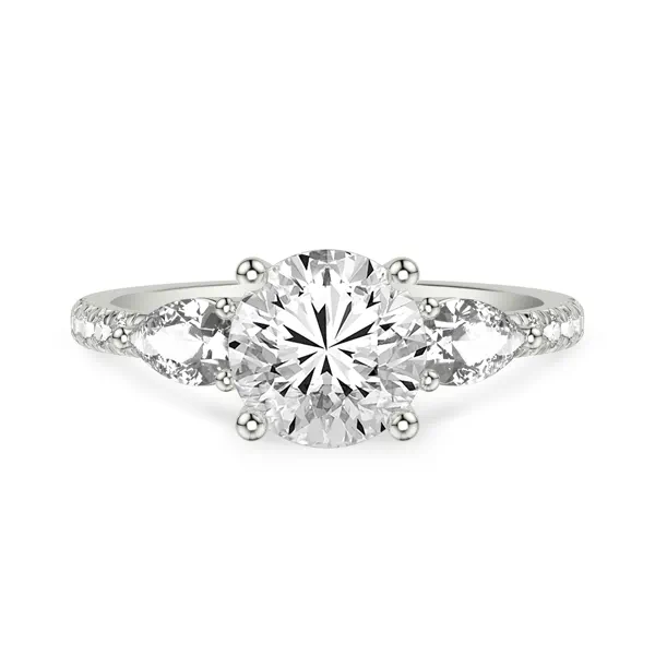 Setting Julie Pear Three-Stone Pavé Lab Diamond (.60 ct. tw.)