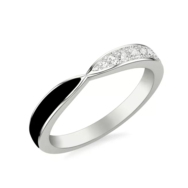 Pinched Diamond and Ceramic Band