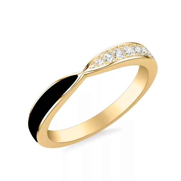 Pinched Diamond and Ceramic Band