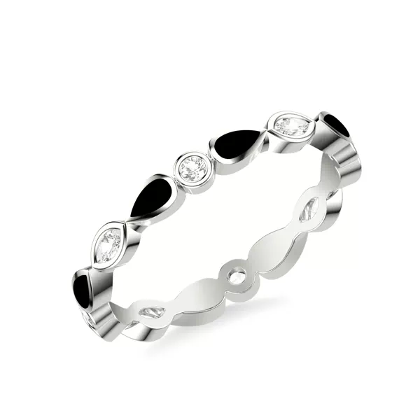 Mixed Shape Diamond & Black Ceramic Eternity Band