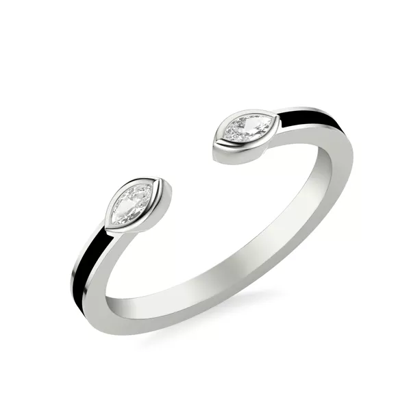 Open-End Marquise Diamond & Ceramic Band