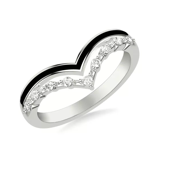 Diamond And Ceramic Double Chevron Band