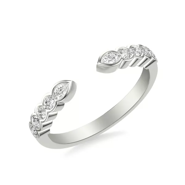 Clover Pear And Round  Bezel Open Band