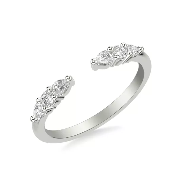 Zora Alternating Pear & Round Diamond Open Band