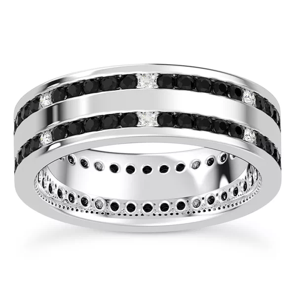 Black-White Double Row Eternity Band (7mm)