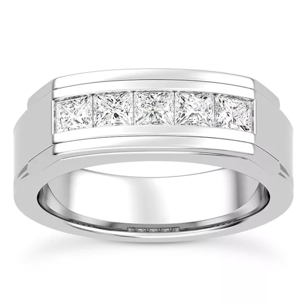 Five-Stone Lab Princess-Cut Channel-Set Band (5mm)