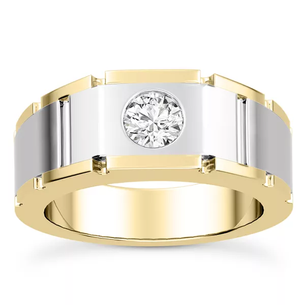 Flush-Set Solitaire Lab Diamond Grooved Band (5mm)