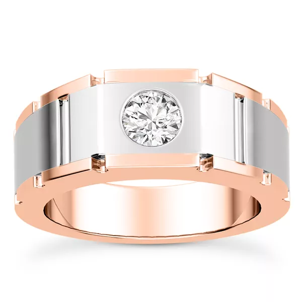 Flush-Set Solitaire Diamond Grooved Band (5mm)