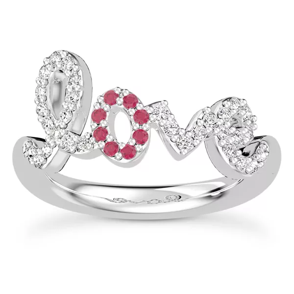 Diamond and Ruby Love Ring