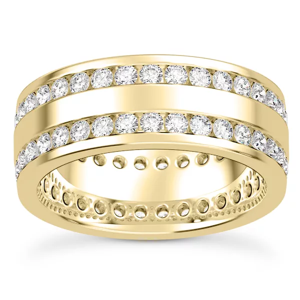 Women’s Wedding Ring Double Row Lab Diamond Eternity Band (7mm)