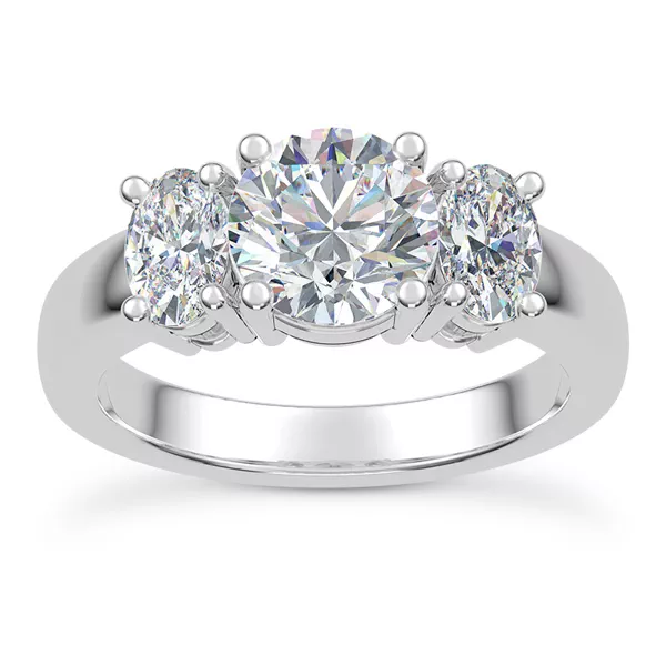Roxie Oval Lab Side Stone Three-Stone Engagement Ring