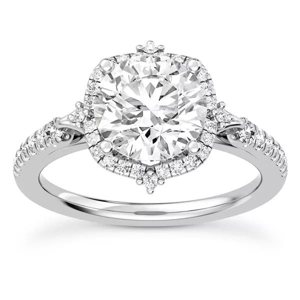 Maplewood Pavé Split Shank Petal Halo Engagement Ring