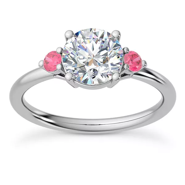 Mavrica Pink Sapphire Three-Stone Engagement Ring