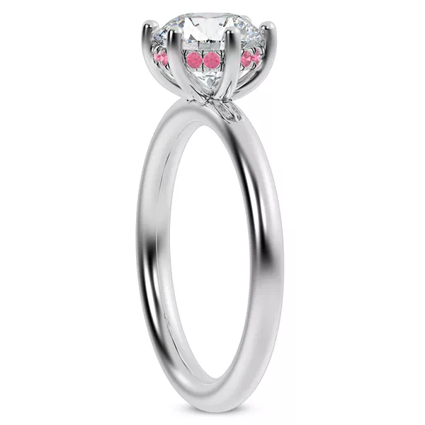 Colore Pink Sapphire Hidden Halo Engagement Ring