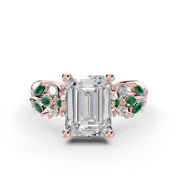 Butterfly And Bee Vine Twist Lab Emerald Engagement Ring