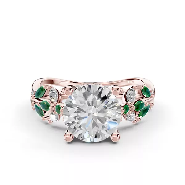Butterfly And Bee Vine Twist Lab Emerald Engagement Ring
