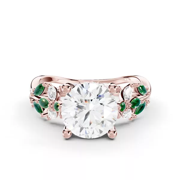 Butterfly And Bee Vine Twist Lab Emerald Ring