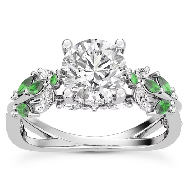 Butterfly And Bee Vine Twist Lab Emerald Engagement Ring