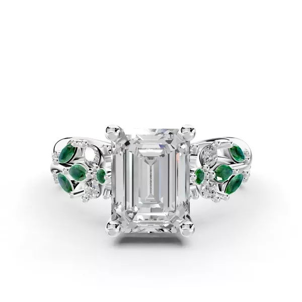 Butterfly And Bee Vine Twist Lab Emerald Engagement Ring