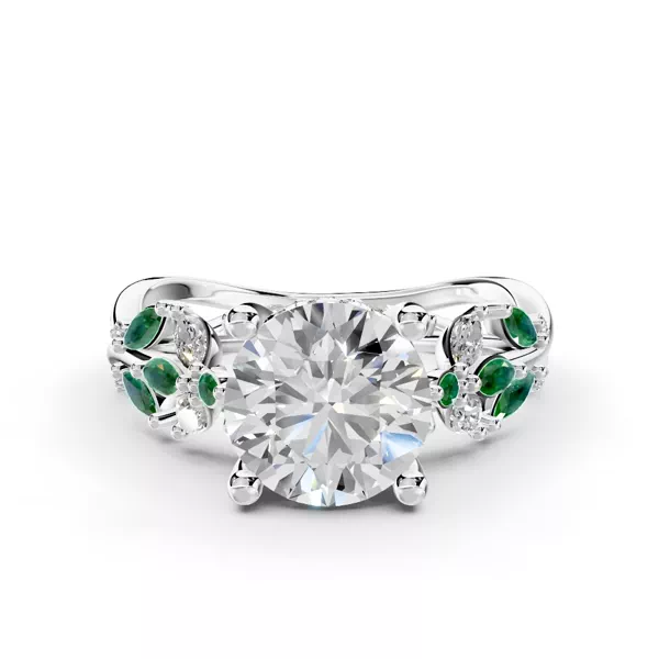 Butterfly And Bee Vine Twist Lab Emerald Engagement Ring
