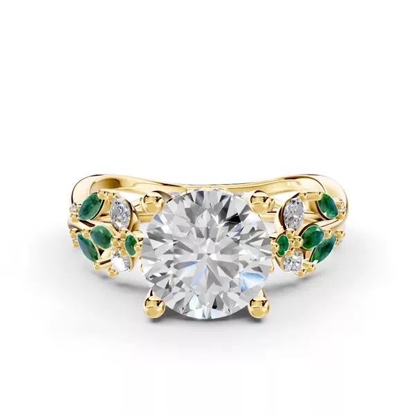 Butterfly And Bee Vine Twist Lab Emerald Engagement Ring