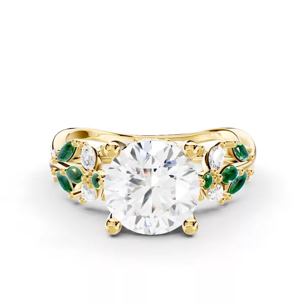 Butterfly And Bee Vine Twist Lab Emerald Ring
