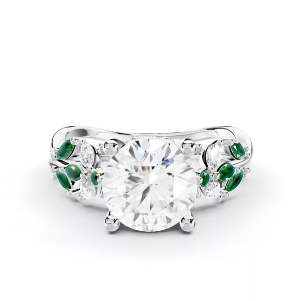 Butterfly And Bee Vine Twist Lab Emerald Ring
