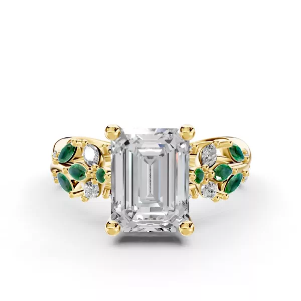 Butterfly And Bee Vine Twist Lab Emerald Engagement Ring