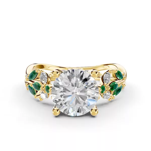 Butterfly And Bee Vine Twist Lab Emerald Engagement Ring