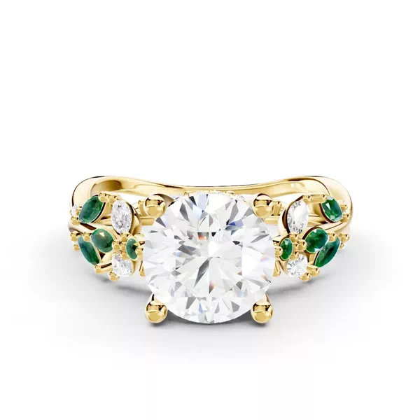 Butterfly And Bee Vine Twist Lab Emerald Ring